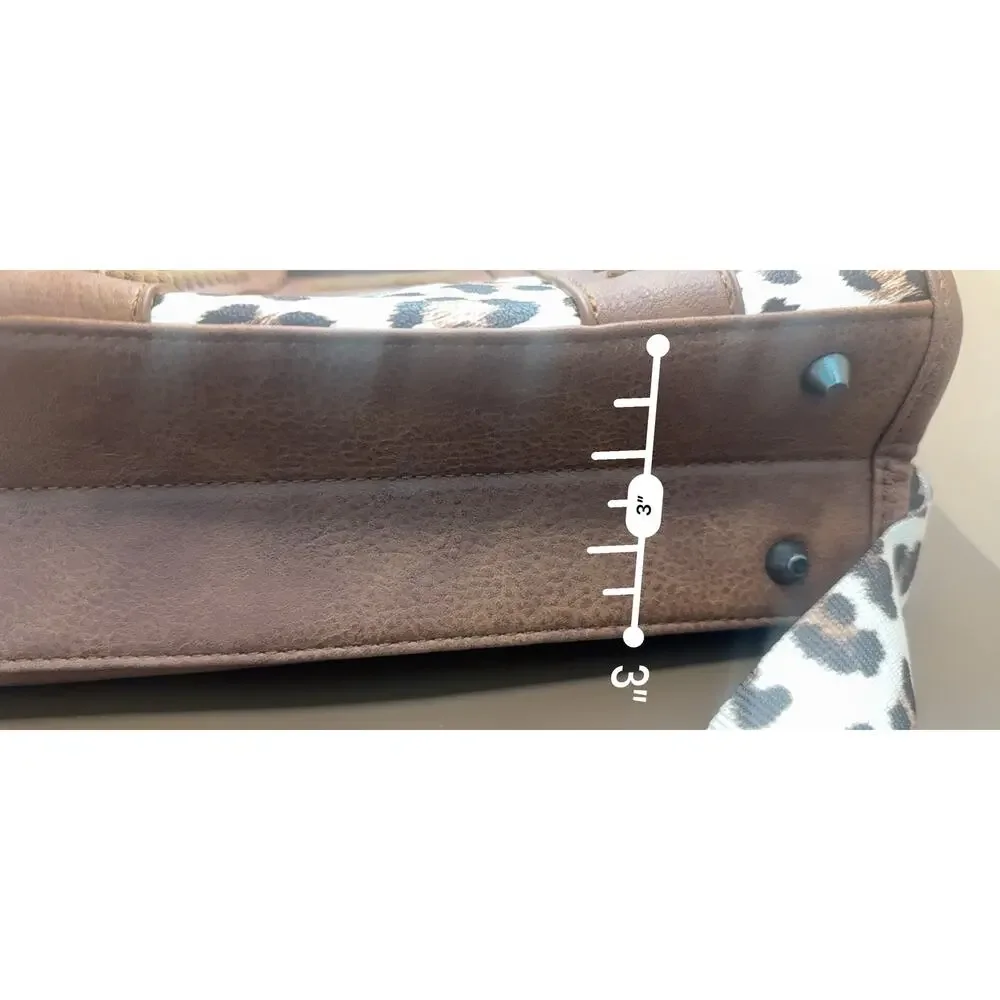 Wrangler Brown Leopard Print Satchel Crossbody Handbag Western Purse - Picture 7 of 13